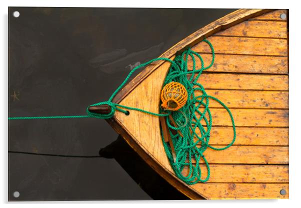Fisherman boat with ropes and float. Norway. Acrylic by Tartalja 