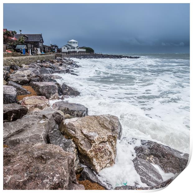 Steephill Cove In Winter Print by Wight Landscapes