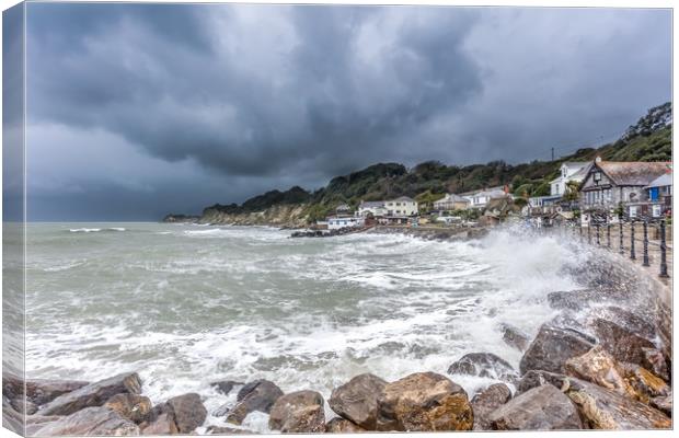 Storm At Steephill Cove Canvas Print by Wight Landscapes