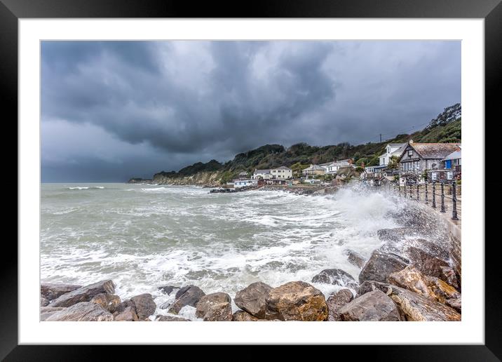 Storm At Steephill Cove Framed Mounted Print by Wight Landscapes