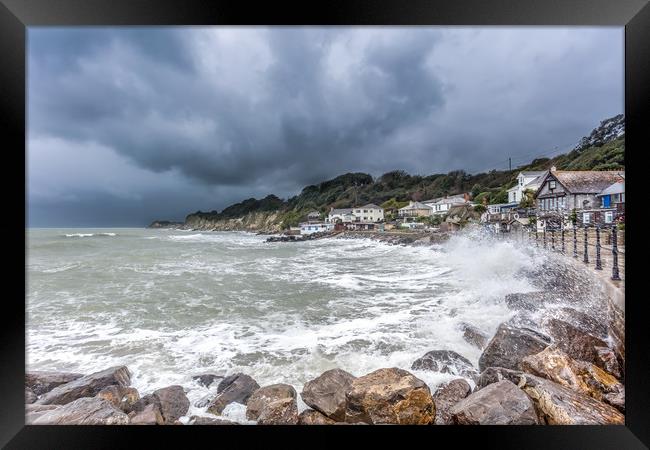Storm At Steephill Cove Framed Print by Wight Landscapes