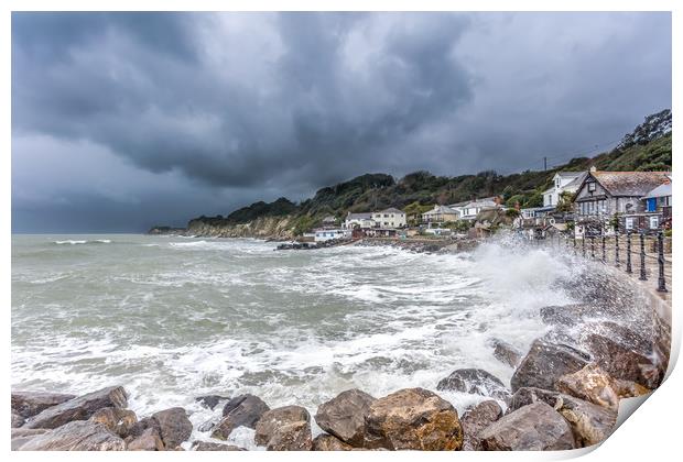Storm At Steephill Cove Print by Wight Landscapes