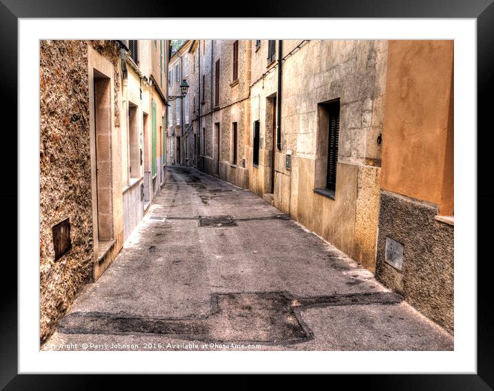 Pollenca Street Framed Mounted Print by Perry Johnson