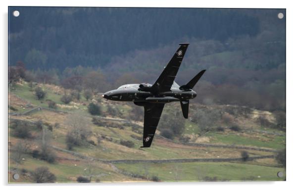 RAF Hawk T2 in the Welsh Valleys Acrylic by Philip Catleugh