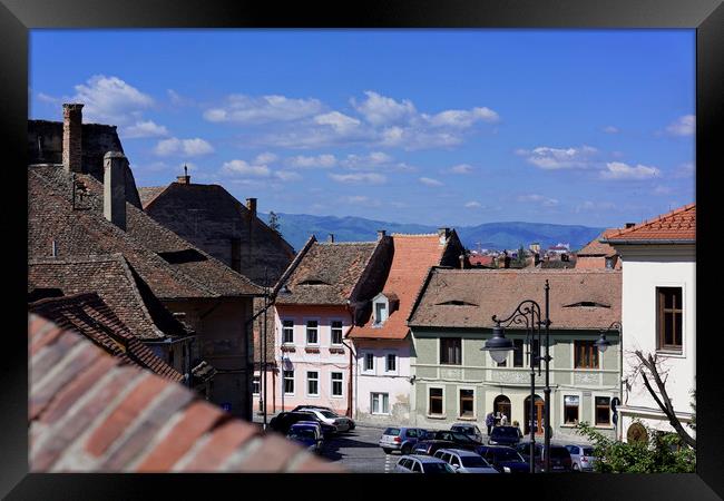 Lower Town Sibiu Romania View from Dog Back aka Ce Framed Print by Adrian Bud