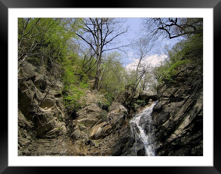 A nice waterfall in jungle,                        Framed Mounted Print by Ali asghar Mazinanian