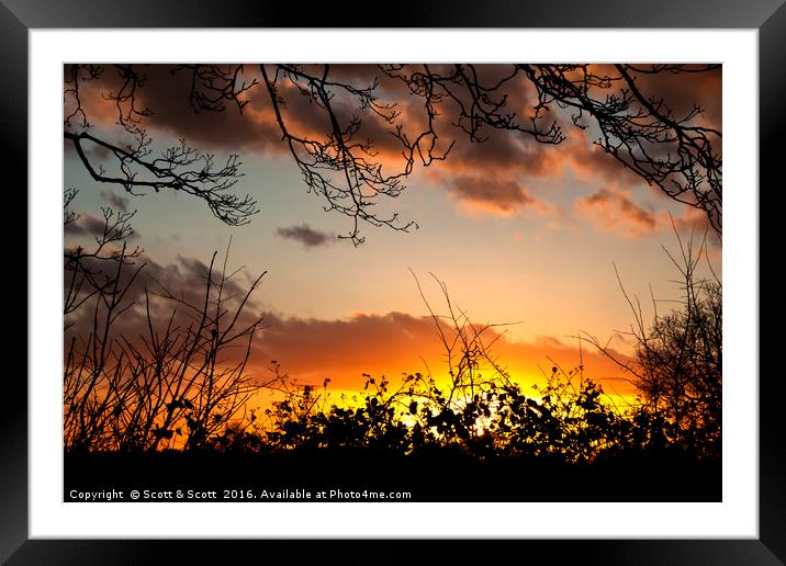 Fire and Dusk Framed Mounted Print by Scott & Scott