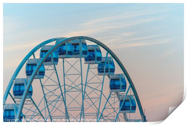 Aerial view of the Ferris wheel in Helsinki, Finla Print by Andrei Bortnikau
