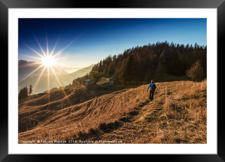 A Mountain Walk Towards The Sunset Framed Mounted Print by Fabrizio Malisan
