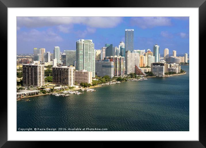 Aerial View of Miami Skyline, Florida, USA Framed Mounted Print by Kasia Design