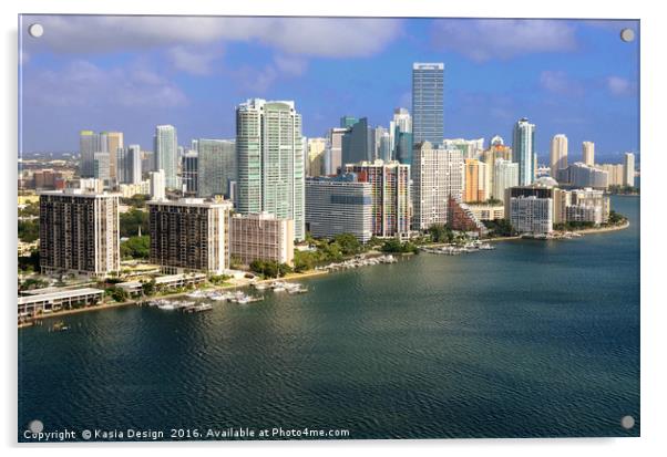 Aerial View of Miami Skyline, Florida, USA Acrylic by Kasia Design
