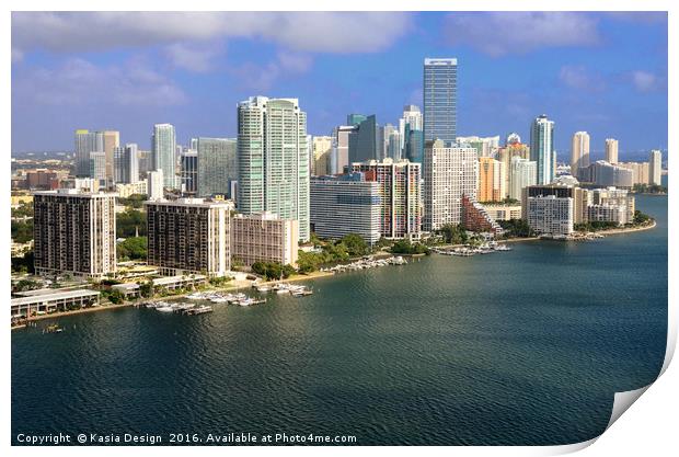 Aerial View of Miami Skyline, Florida, USA Print by Kasia Design