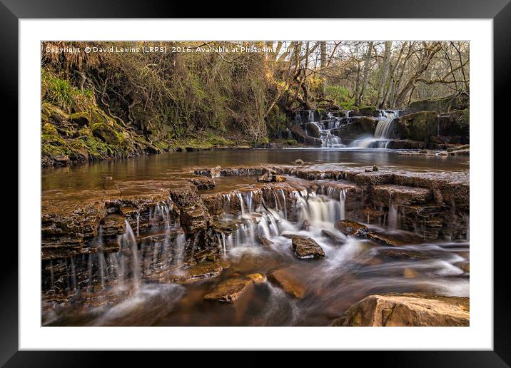Hareshaw Burn Waterfall Framed Mounted Print by David Lewins (LRPS)