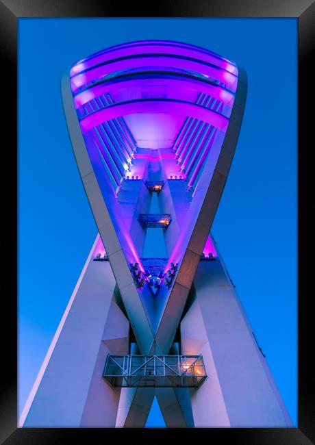 Spinnaker Tower In Blue Framed Print by Wight Landscapes