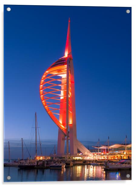 Spinnaker Tower Dressed In Chilli Red Acrylic by Wight Landscapes