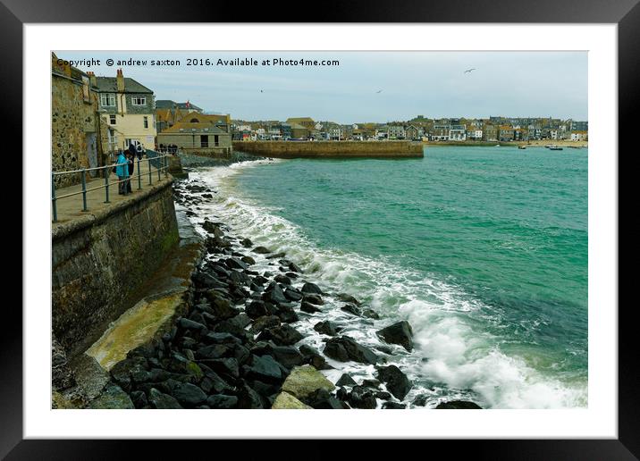 ST IVES WAVES Framed Mounted Print by andrew saxton