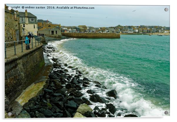 ST IVES WAVES Acrylic by andrew saxton