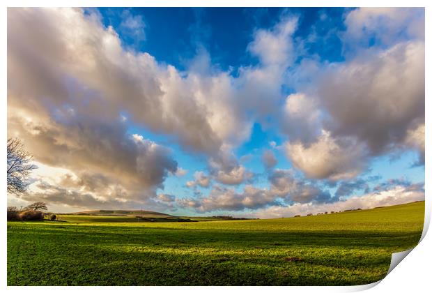Niton Down Cloudscape Print by Wight Landscapes