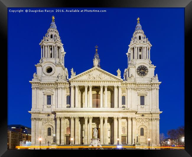 St. Paul's Cathedral, London during the blue hour Framed Print by Daugirdas Racys