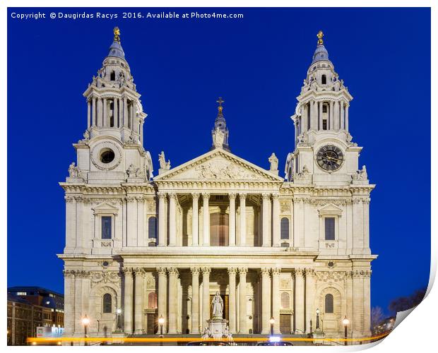St. Paul's Cathedral, London during the blue hour Print by Daugirdas Racys