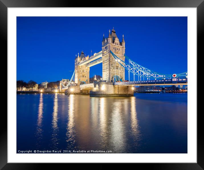 Tower Bridge, London at dusk Framed Mounted Print by Daugirdas Racys
