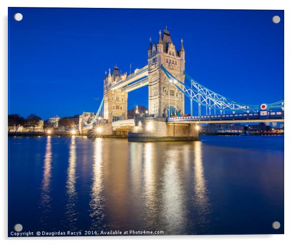 Tower Bridge, London at dusk Acrylic by Daugirdas Racys