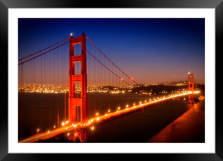 Evening Cityscape of Golden Gate Bridge  Framed Mounted Print by Melanie Viola