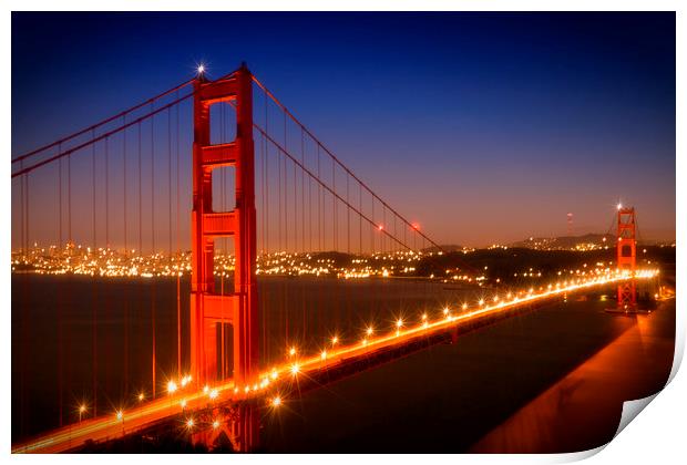 Evening Cityscape of Golden Gate Bridge  Print by Melanie Viola