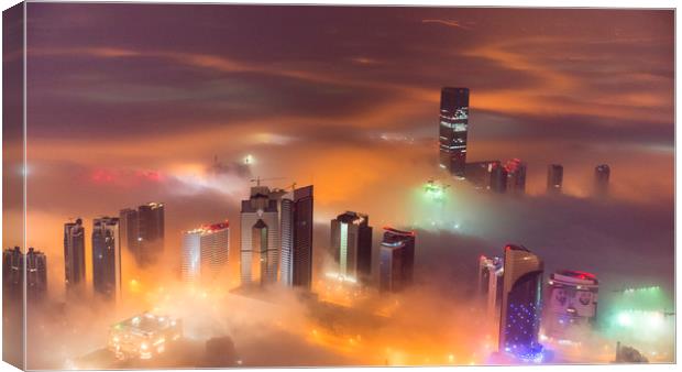 Misty City Canvas Print by Dave Wragg
