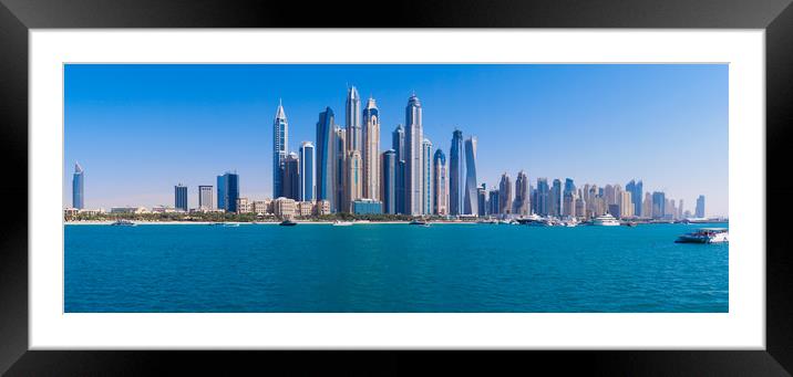 Dubai Marina Skyline. Framed Mounted Print by Tommy Dickson
