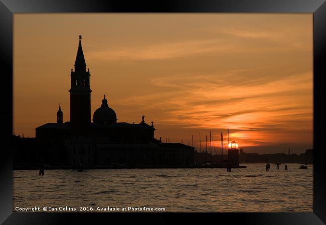 Sunset Behind San Giorgio Maggiore Framed Print by Ian Collins