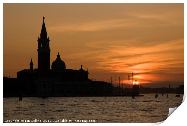 Sunset Behind San Giorgio Maggiore Print by Ian Collins