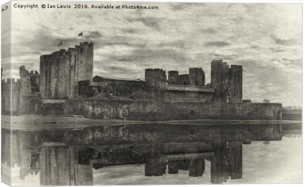 Caerphilly Castle Reflected Canvas Print by Ian Lewis
