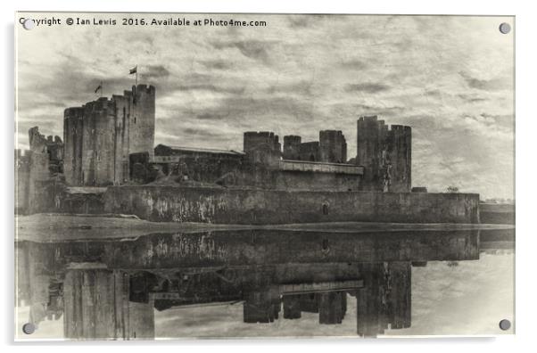Caerphilly Castle Reflected Acrylic by Ian Lewis