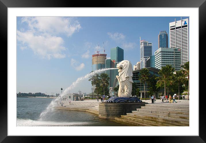 Merlion sculpture in Singapore Framed Mounted Print by Douglas Kerr