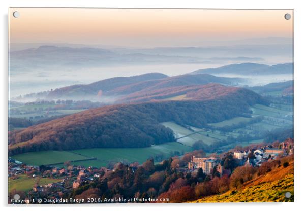 Misty Malvern Hills Panorama Acrylic by Daugirdas Racys