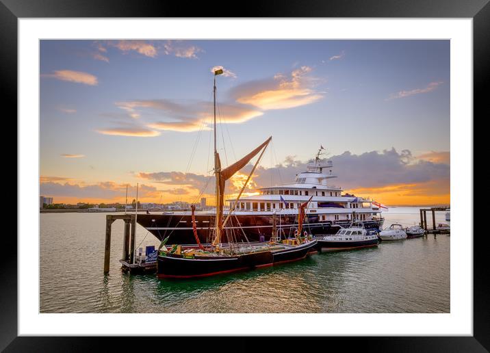 Gunwharf Quays Sunset Framed Mounted Print by Wight Landscapes
