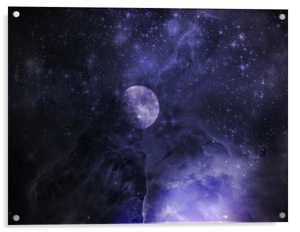 Moon and Stars Acrylic by Martine Boer - Reid