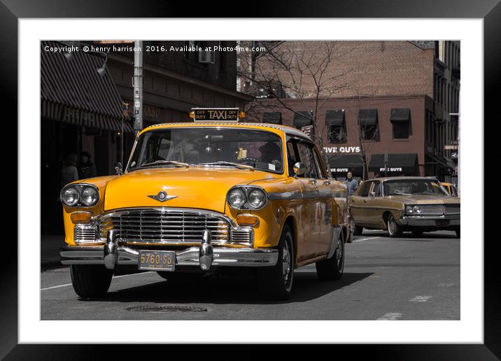 New York Taxi Framed Mounted Print by henry harrison