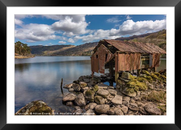 Rusty Boathouse Framed Mounted Print by Adrian Evans