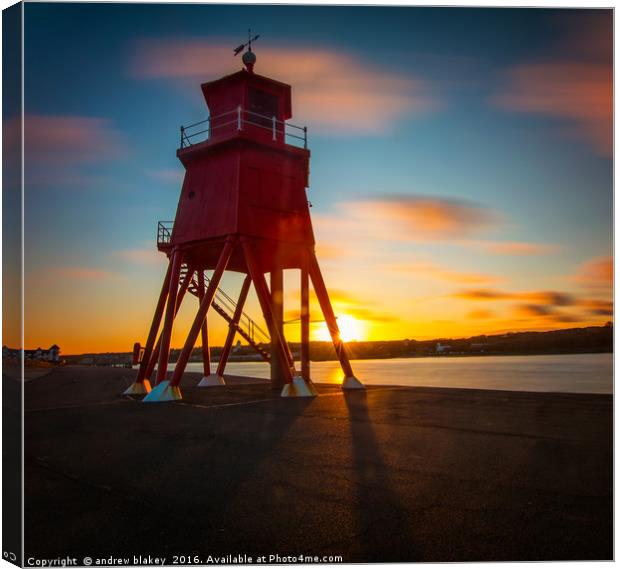 Sunset At The Groyne Canvas Print by andrew blakey