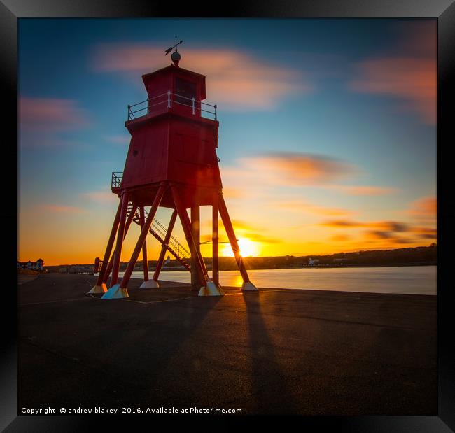 Sunset At The Groyne Framed Print by andrew blakey