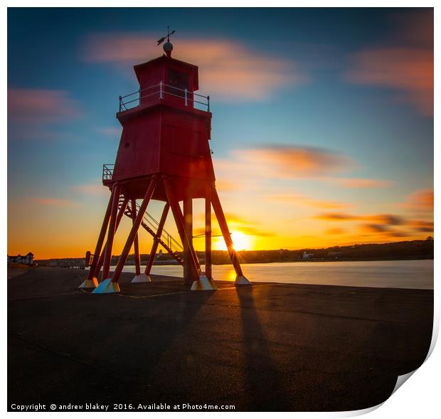Sunset At The Groyne Print by andrew blakey