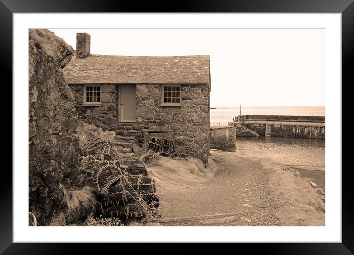 Fishermans Cellar in Mullion Cove Framed Mounted Print by Michael Hopes