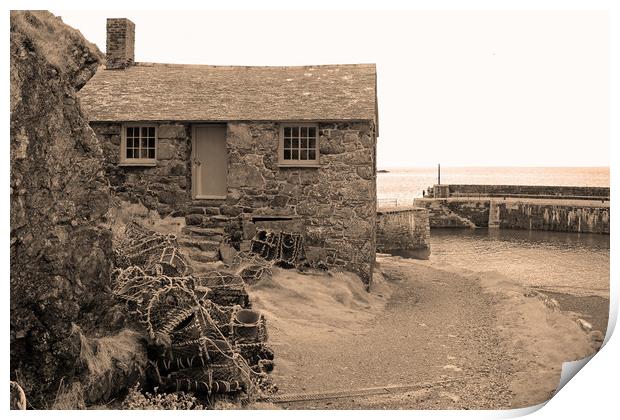 Fishermans Cellar in Mullion Cove Print by Michael Hopes