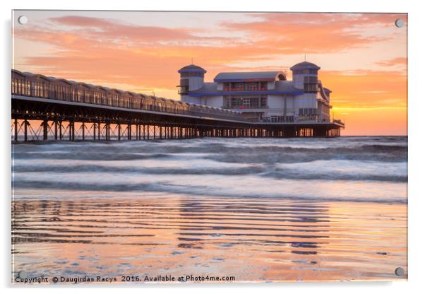 The Grand Pier, Weston-Super-Mare at Sunset Acrylic by Daugirdas Racys