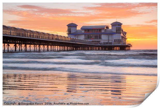 The Grand Pier, Weston-Super-Mare at Sunset Print by Daugirdas Racys