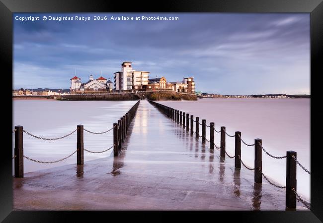 High tide at Knightstone Island, Weston-Super-Mare Framed Print by Daugirdas Racys