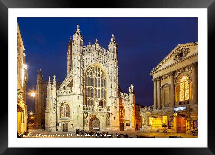Bath Abbey, Bath, UK, at night Framed Mounted Print by Daugirdas Racys