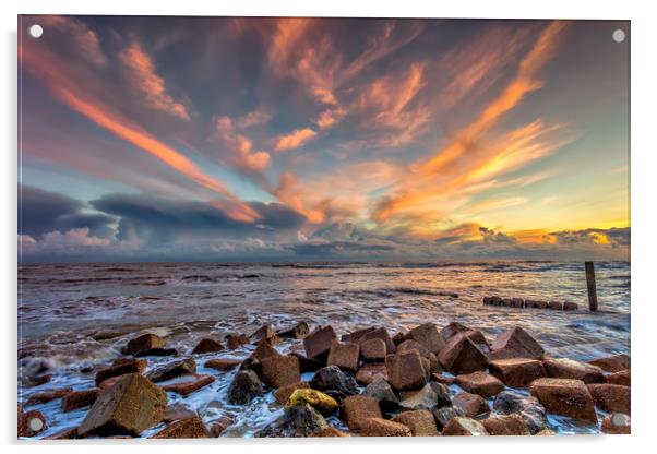 Bonchurch Haven Sunset Acrylic by Wight Landscapes